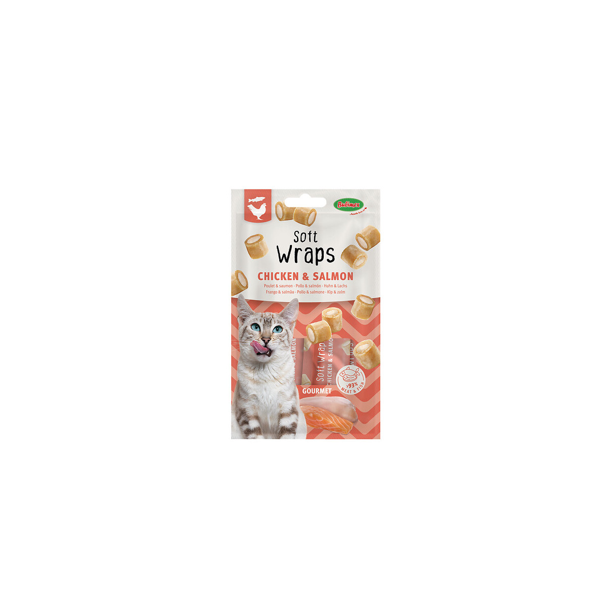 Bubimex Friandises Chat Gourmet Wraps Poulet & Saumon 30g - 93% Viande