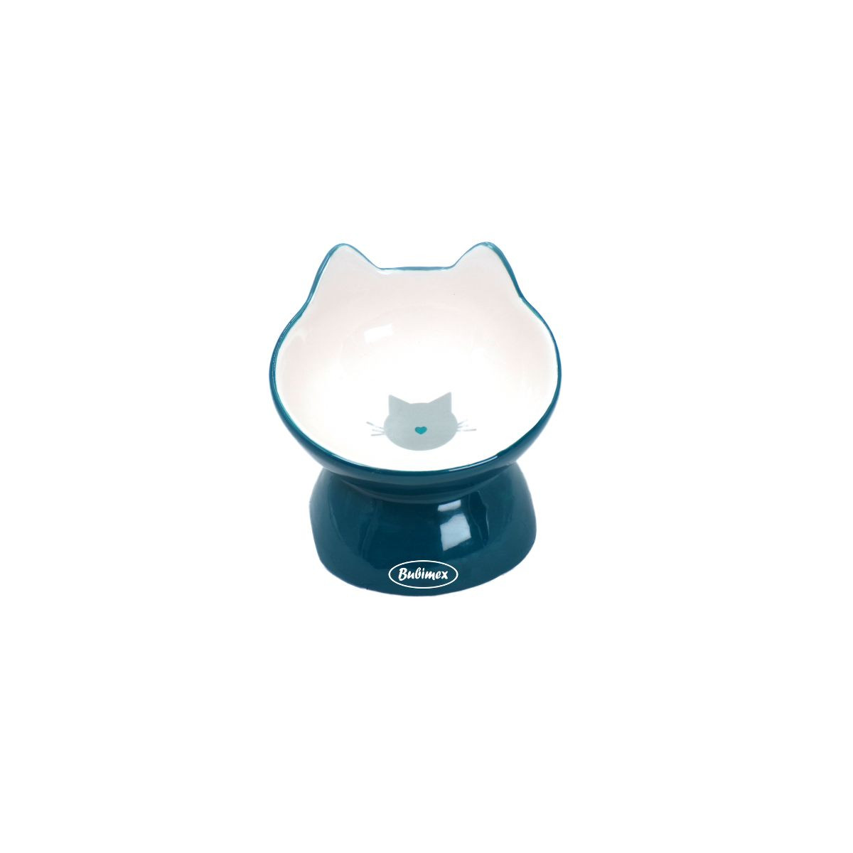 Gamelle ergonomique Bubimex pour chat : bol incliné céramique bleue