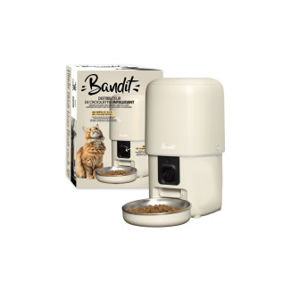 Bandit Crème 4L : Surveillance et repas automatisés pour chien/chat