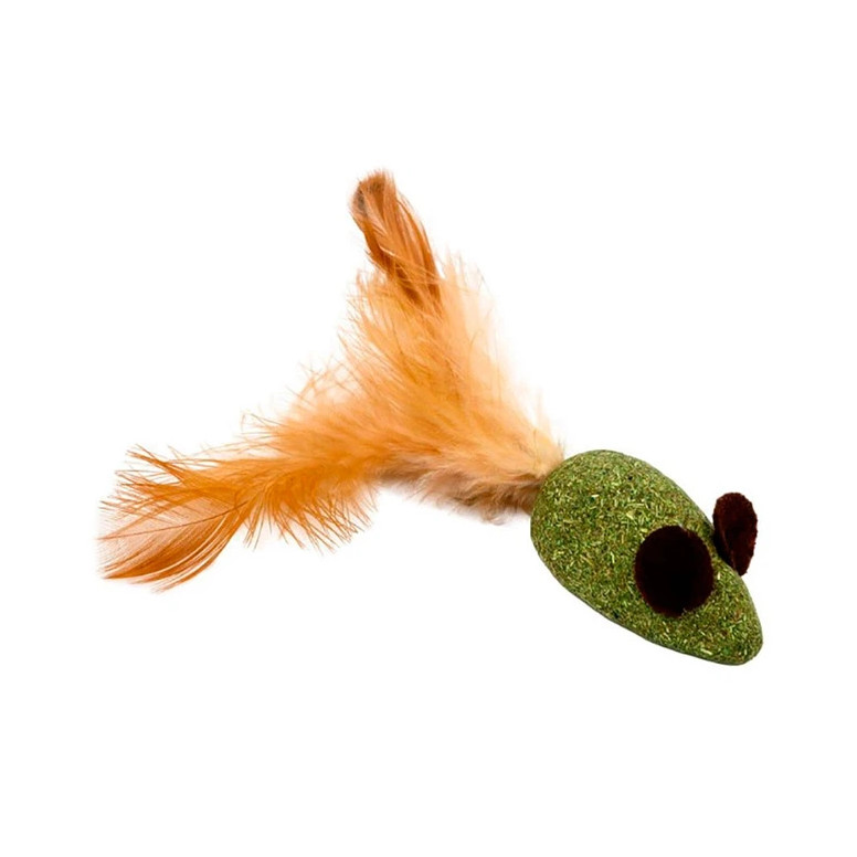 Jouet Bubimex souris chat : herbe à chat et plumes pour jeu stimulant