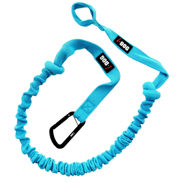 Laisse Canicross IDOG bleu : élastique et homologuée pour chiens 15kg