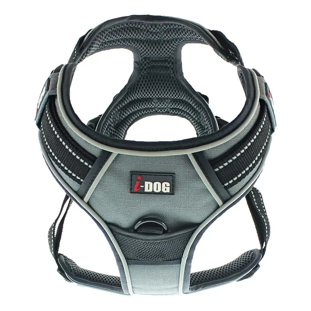 Front view of I-DOG Style Harness 1115951 showing breathable mesh lining and front attachment loop.