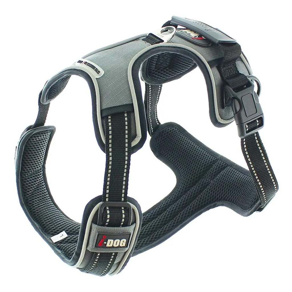 Back view of I-DOG Style Harness 1115951 highlighting reflective strips and back attachment point.