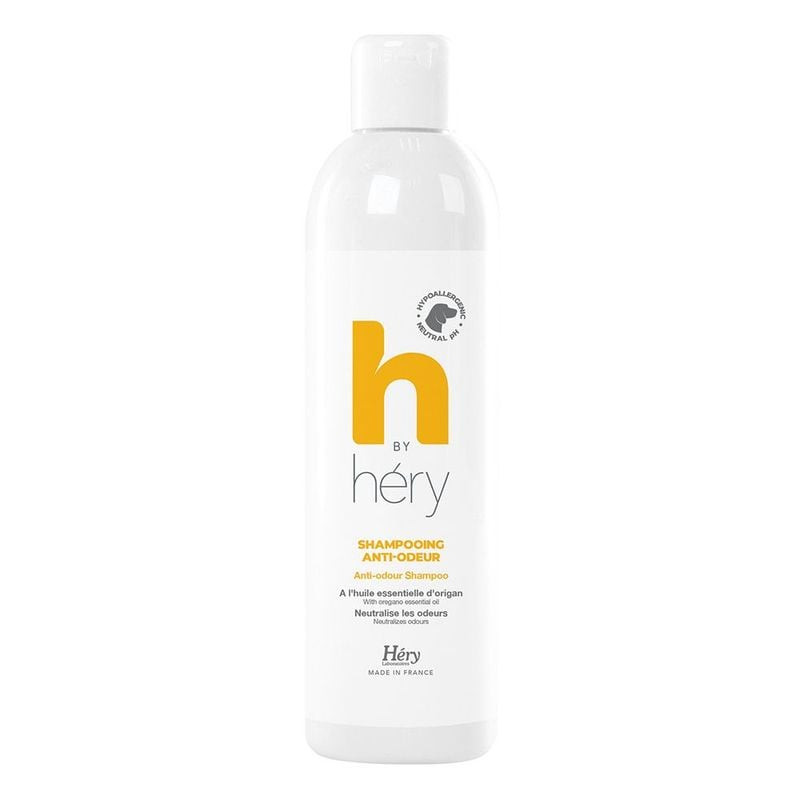Packshot du flacon de 1L du shampoing anti-odeur H by Héry pour chiens et chats