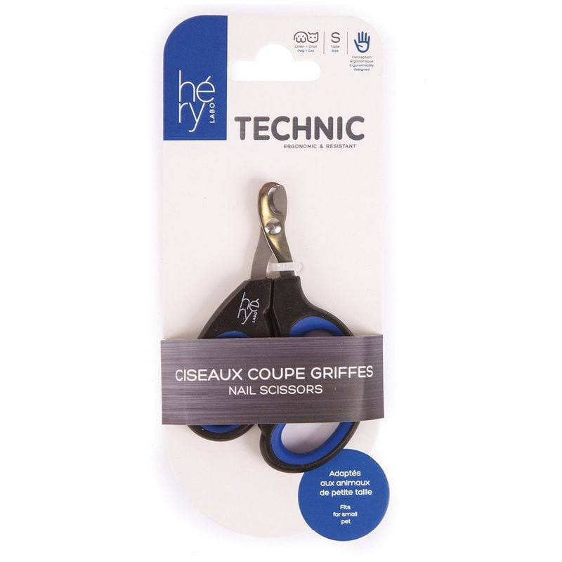 Ciseaux coupe griffes Hery acier inoxydable chien chat, packshot sur fond blanc.