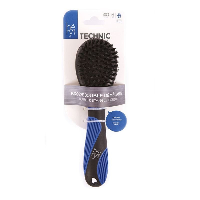 1964170 Brosse double face Hery - côté picots métalliques pour démêler nœuds et éliminer poils morts