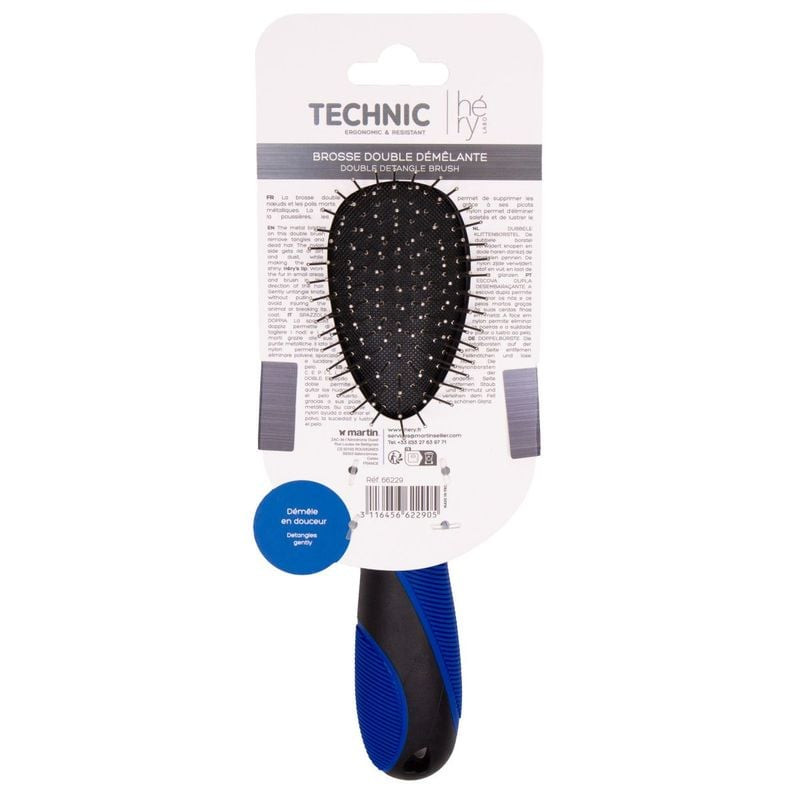 1964170 Brosse double face Hery pour animaux - côté nylon pour éliminer la poussière, nettoyer et fa