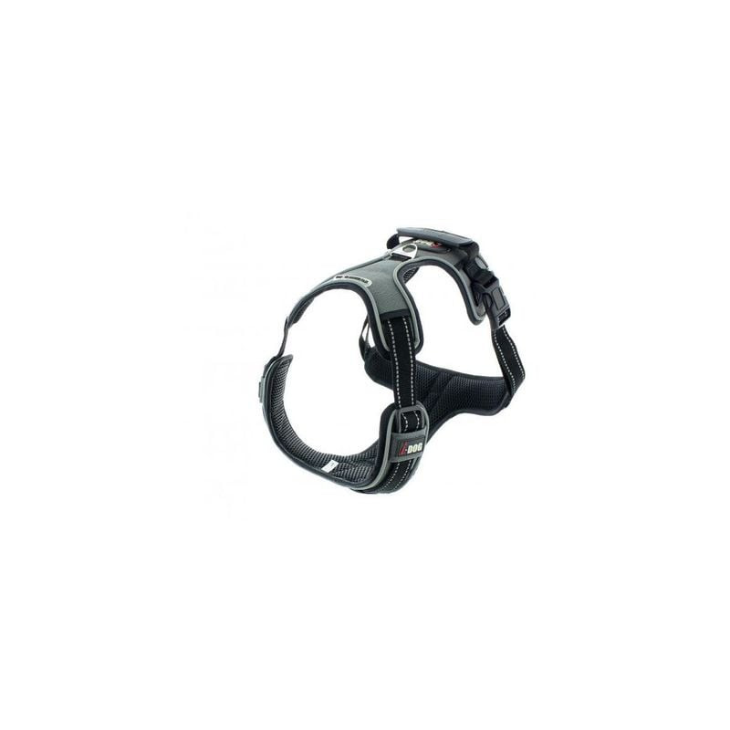 Harnais ergonomique I-Dog Style avec mesh respirant et bandes réfléchissantes, vu de côté.