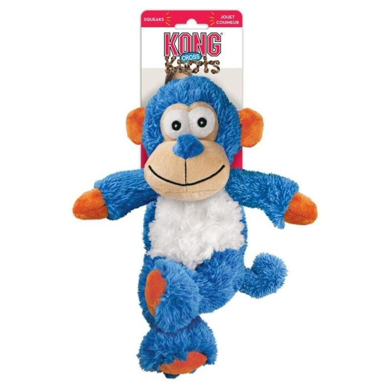 Jouet pour chien KONG Cross Knots Singe singe sur fond blanc, montrant la construction en corde et l