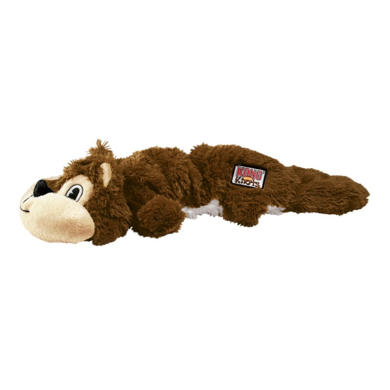 Packshot du Jouet KONG Scrunch Knots Squirrel SM pour chien, une peluche marron sans rembourrage ave