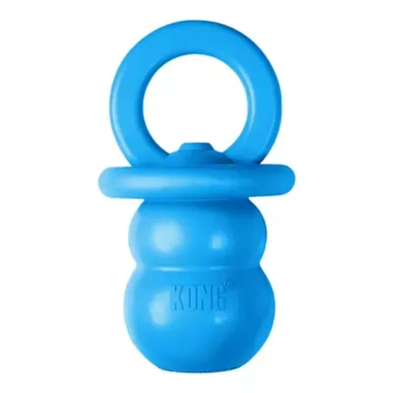 Jouet pour chien KONG Puppy Binkie S en caoutchouc souple, vue de face.
