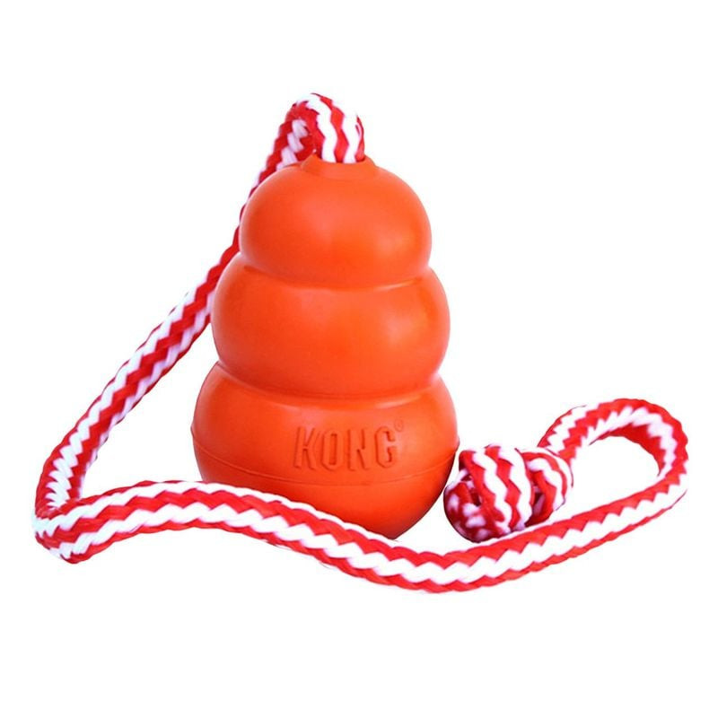 Jouet flottant KONG Aqua M pour chiens moyens, avec corde et conception flottante.