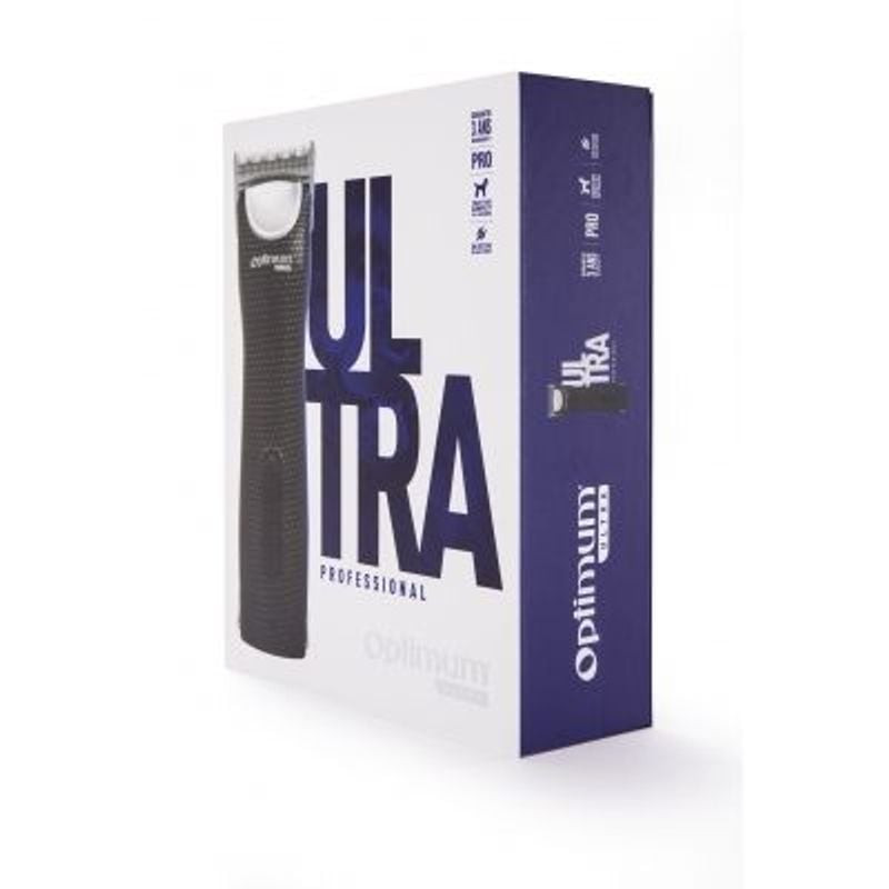 Vue latérale de la tondeuse Optimum Ultra pour chien montrant le sélecteur deux vitesses et l'ensemb