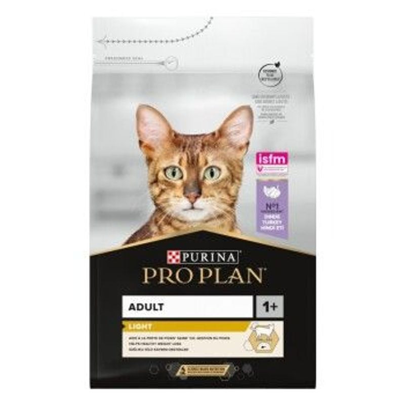 Sac de croquettes Purina Pro Plan Light Adult à la dinde, avec technologie OPTILIGHT pour la gestion