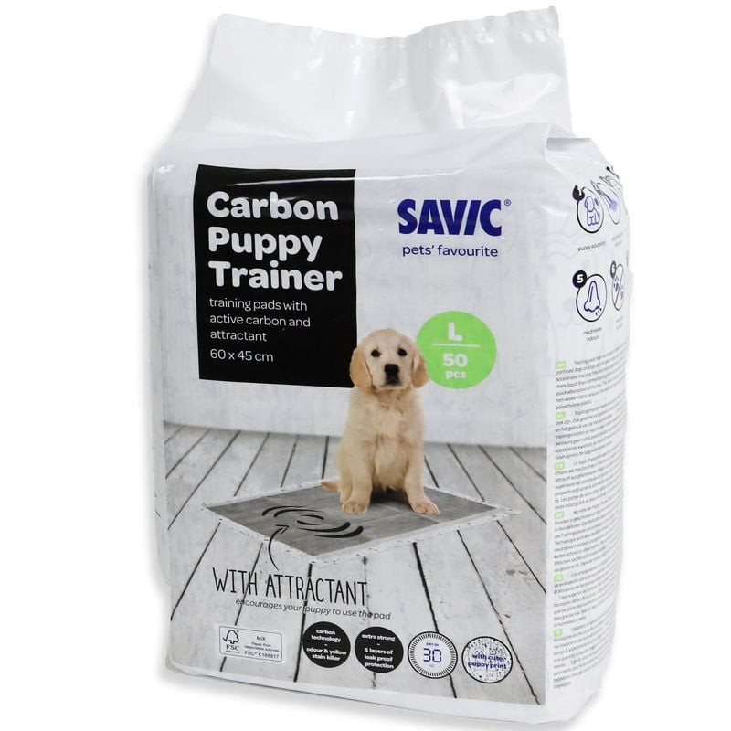 Paquet de tapis d'entraînement Savic Puppy Trainer Carbon Large, 50 tapis, 60x45 cm.