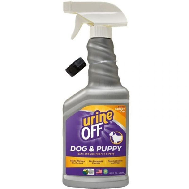 Flacon pulvérisateur URINE OFF 500ml, nettoyant bio-enzymatique pour urine de chien, vue angulaire m