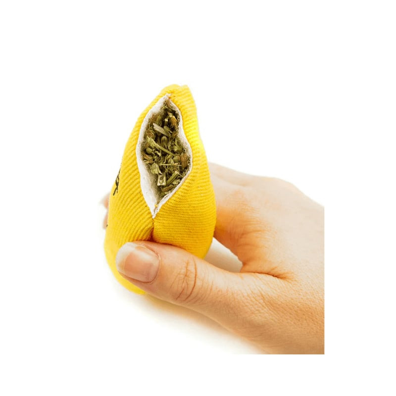 Gros plan sur le jouet banane pour chat King Catnip 1969279 montrant le détail de la fermeture Velcr