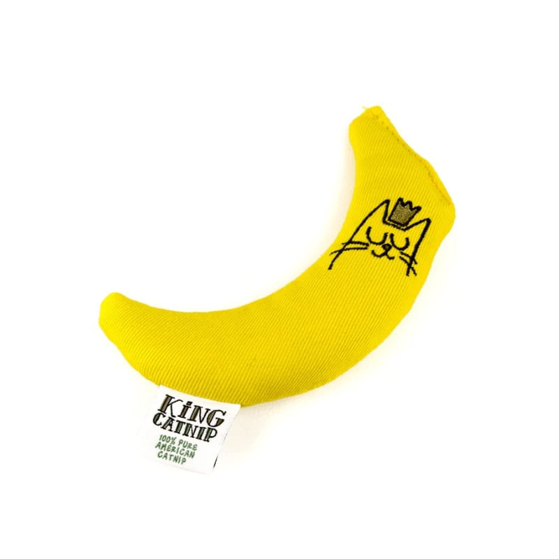 Jouet banane pour chat King Catnip 1969279 présenté en angle, mettant en valeur sa forme et sa textu