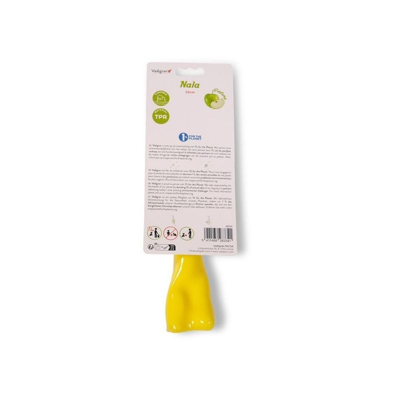 Jouet pour chien en forme d'os Vadigran orange isolé sur fond blanc