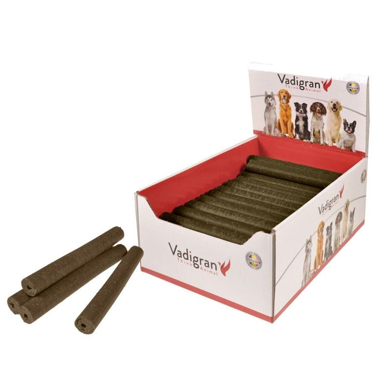 Packshot des VADIGRAN Mega Sticks agneau et riz montrant texture et taille.