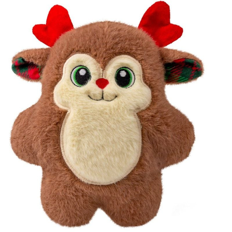 KONG Holiday Snuzzles Renne M/L - Jouet en peluche pour chien avec motif rouge et blanc.