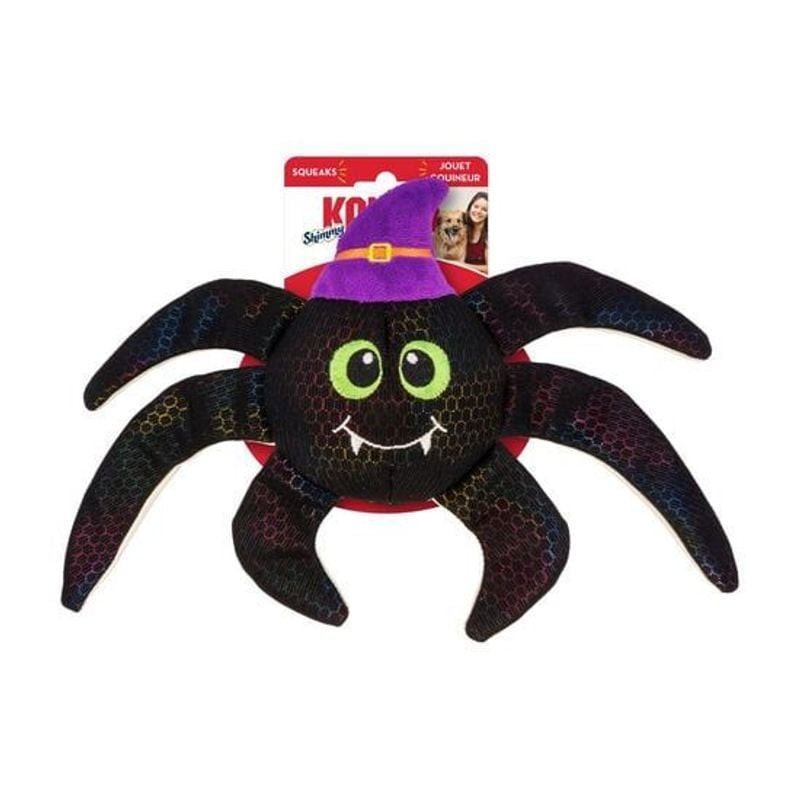 Jouet d'Halloween KONG Shakers Shimmy Spider pour chien avec corps brillant texturé, longues pattes,