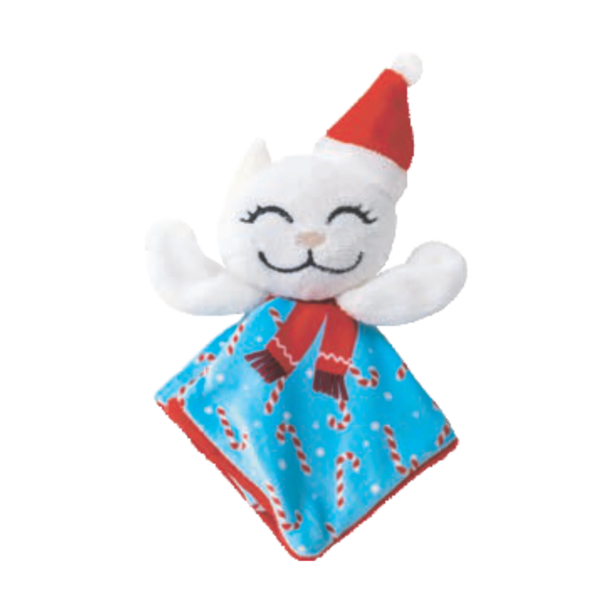 KONG Holiday Crackles Santa Kitty cat toy showing flexible paws and crinkle texture.