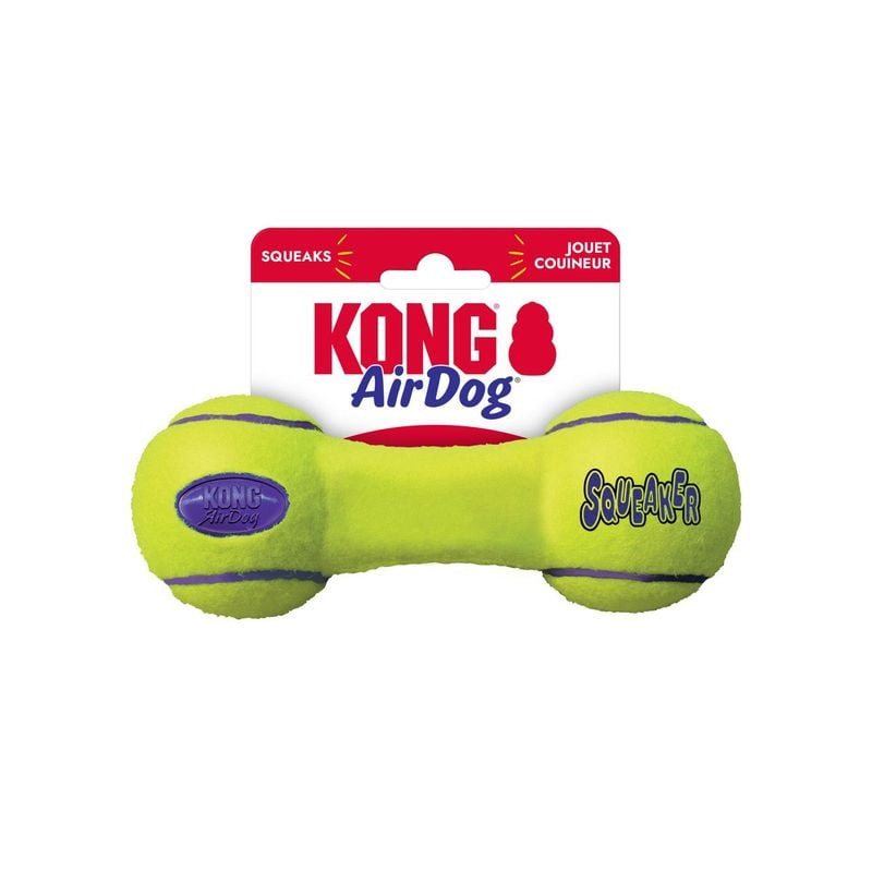 Photo du jouet pour chien KONG AirDog Squeaker Dumbbell M vue de côté mettant en valeur la forme d'h