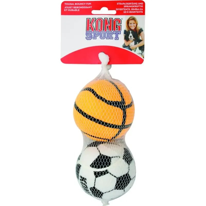 Packshot des Balles KONG Sport Balls Large montrant deux balles de jeu en caoutchouc résistant avec 